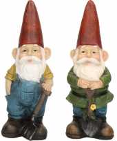 2x tuinkabouter beelden harold met hark en sam met schop schep 29 cm