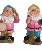 2x tuinkabouters 30 cm blauw groen 10111908