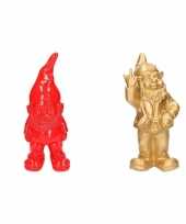 2x tuinkabouters rode gouden set 30 cm