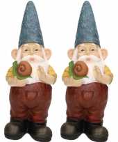 3x stuks tuinkabouter beeld simon met slak 29 cm