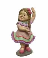 Dansende tuinkabouter vrouw tuinbeeld 27 cm van polystone